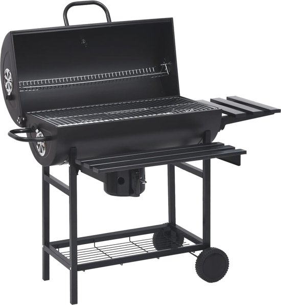 vidaXL Barbecuevat met wielen en schappen 115x85x95 cm staal zwart van Vidaxl