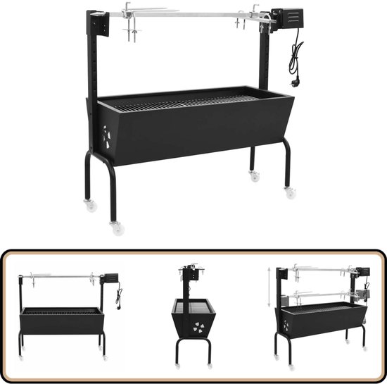 vidaXL BBQ Draaispit - Elektrisch - RVS - 113x40x92cm Bbq Draaispit - Elektrische Bbq - Rotisseriespits - Buitengrill - Gasbarbecue van Merkloos