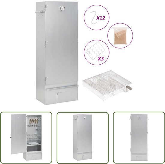 vidaXL Bbq - Rookoven - BBQ-rookoven met koude rookgenerator gegalvaniseerd staal - Roken - Houtgestookt - Buitengrill van Merkloos