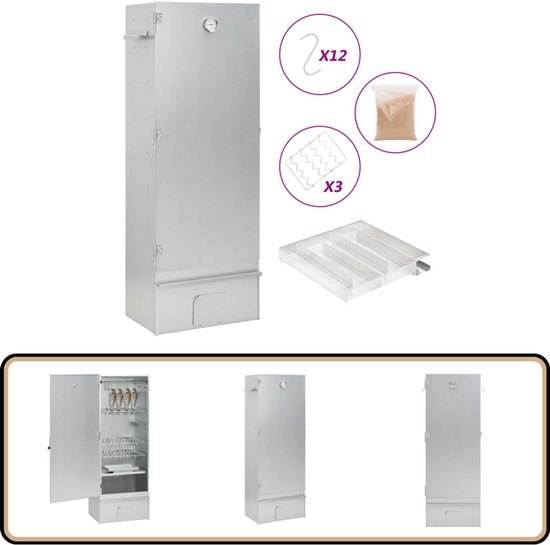vidaXL BBQ-rookoven - Gegalvaniseerd staal - Inclusief accessoires Rook Oven - Bbq Rookoven - Buitengrill - Houtgestookte Smoker - Koude Rook Generator van Merkloos