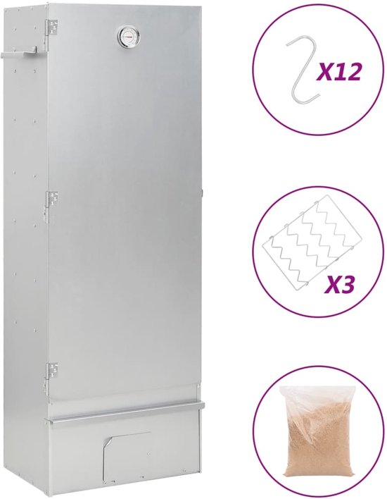 vidaXL BBQ-rookoven met houtsnippers 44,5x29x110 cm staal van Merkloos