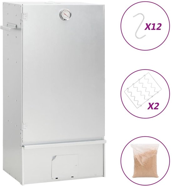 vidaXL BBQ-rookoven met houtsnippers 44,5x29x83 cm staal van Merkloos