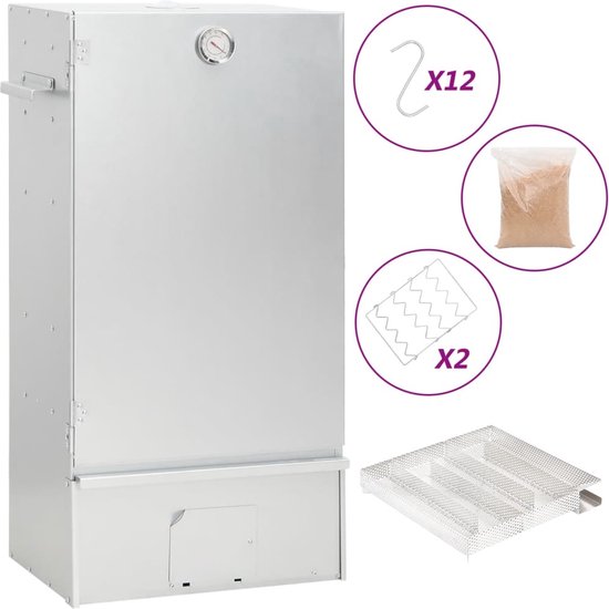 vidaXL BBQ-rookoven met koude rookgenerator gegalvaniseerd staal van Merkloos