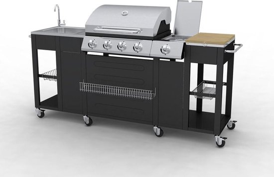 vidaXL Buitenkeuken met barbecue Montana 4 branders van Merkloos