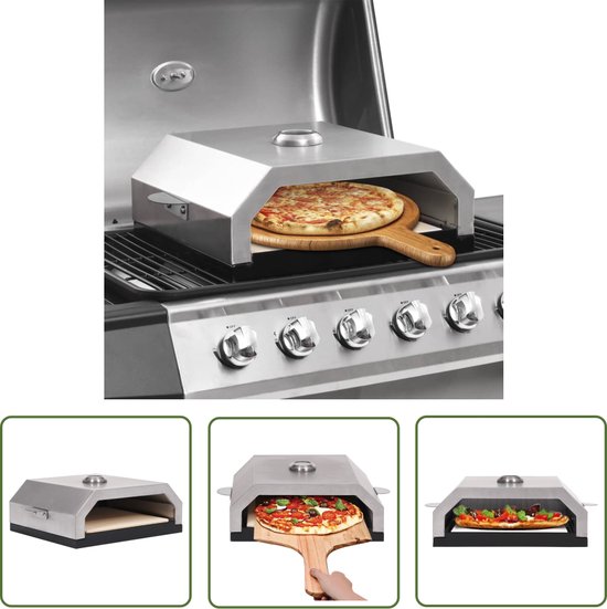 vidaXL Buitenkeuken - Pizzaoven - Pizzaoven met keramische steen voor gas-/houtskoolbarbecue - Bbq Accessoire - Pizzeria - Houtgestookt van Merkloos