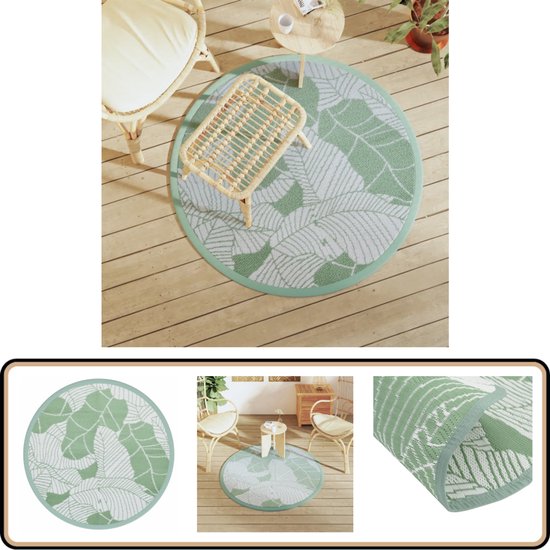 vidaXL Buitenkleed - 120 cm - Groen - Polypropeen Tuintapijt - Outdoor Tapijt - Patio Tapijt - Terras Tapijt - Rond Tapijt van VidaXL