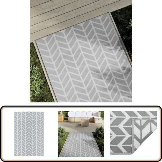 vidaXL Buitenkleed - 120x180 cm - Grijs - PP Tuintapijt - Outdoor Tapijt - Patio Dekentje - Veranda Kleed - Terrasdecoratie van Merkloos