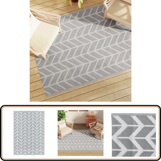 vidaXL Buitenkleed - 140x200 cm - Grijs Polypropeen Tuintapijt - Outdoor Tapijt - Patio Dekens - Terrasdekentjes - Veranda Tapijt van VidaXL