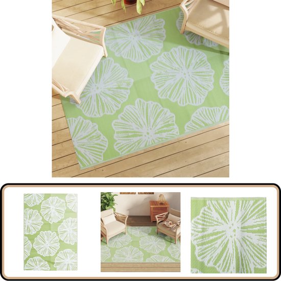 vidaXL Buitenkleed - 140x200 cm - Groen - Polypropeen Tuintapijt - Outdoor Tapijt - Veranda Kleed - Terras Kleed - Groene Vloerkleed van Merkloos