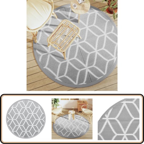 vidaXL Buitenkleed - 160 cm - Grijs - Polypropyleen Tuintapijt - Outdoor Tapijt - Patio Dekentje - Rond Tapijt - Polypropylene Tapijt van VidaXL