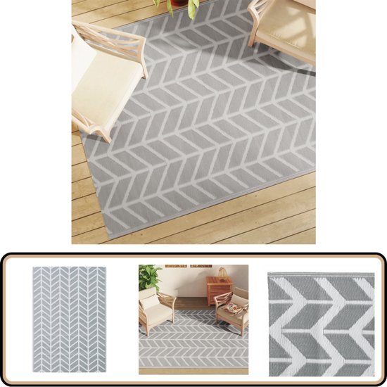 vidaXL Buitenkleed - 160x230 cm - Grijs - Jacquard Tuintapijt - Outdoor Tapijt - Patio Tapijt - Terras Tapijt - Veranda Tapijt van VidaXL