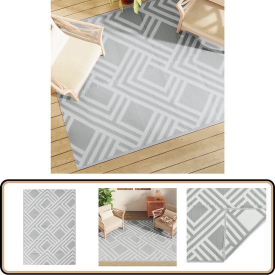 vidaXL Buitenkleed - 160x230 cm - Grijs - PP Tuintapijt - Outdoor Tapijt - Patio Tapijt - Veranda Tapijt - Terras Tapijt van Merkloos