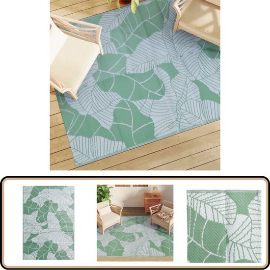 vidaXL Buitenkleed - 160x230 cm - Groen - Polypropeen Tuintapijt - Outdoor Tapijt - Patio Tapijt - Veranda Tapijt - Terras Tapijt van Vidaxl