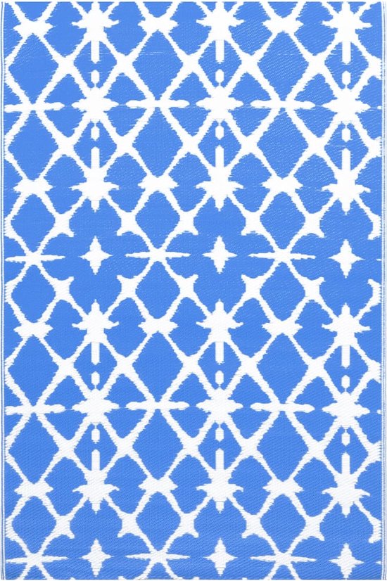 vidaXL - Buitenkleed - 190x290 - cm - PP - blauw - en - wit van vidaXL