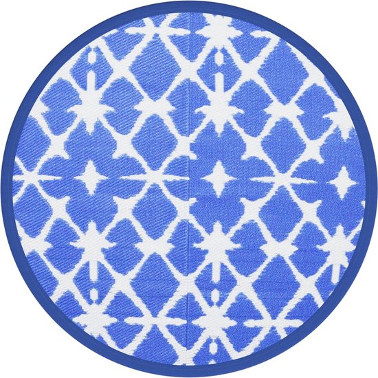 vidaXL - Buitenkleed - Ã160 - cm - polypropeen - blauw - en - wit van vidaXL