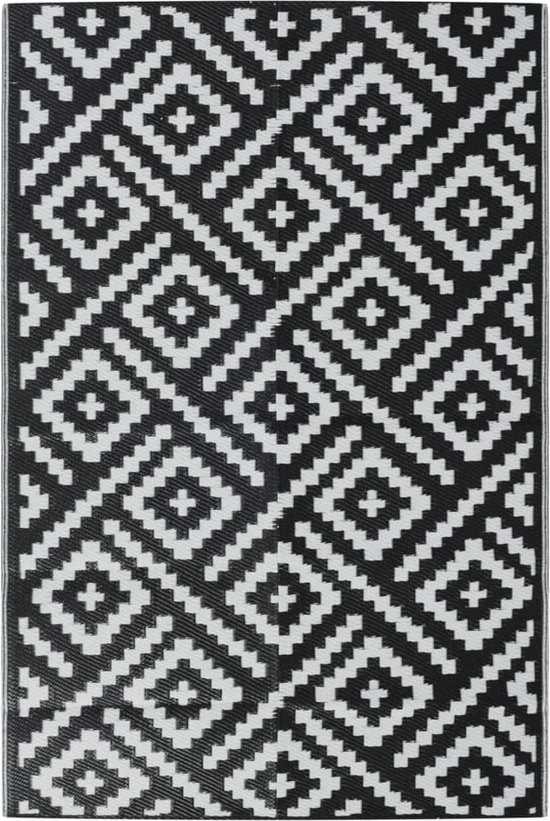vidaXL - Buitenkleed - ARAKIL - 120x180 - cm - PP - wit - en - zwart van VidaXL