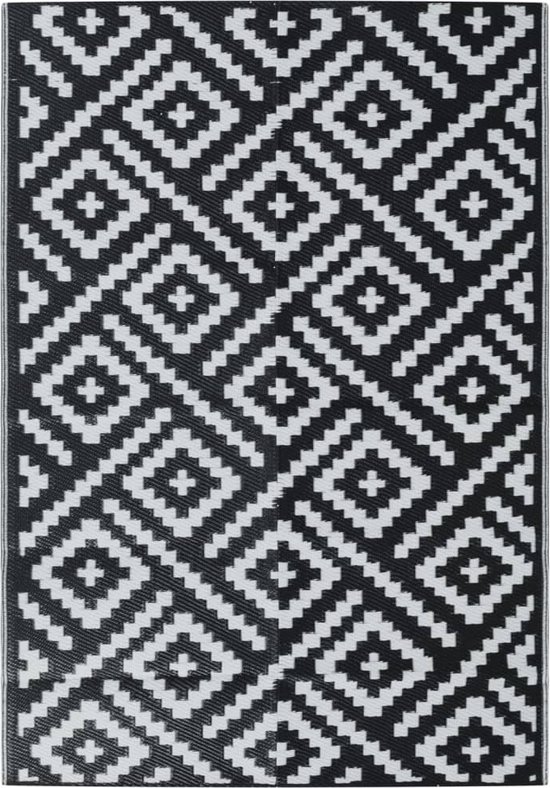 vidaXL - Buitenkleed - ARAKIL - 160x230 - cm - PP - wit - en - zwart van VidaXL