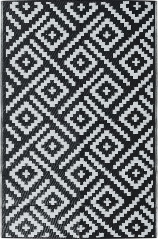 vidaXL - Buitenkleed - ARAKIL - 190x290 - cm - PP - wit - en - zwart van VidaXL