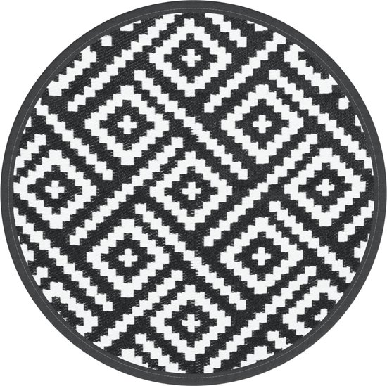 vidaXL - Buitenkleed - ARAKIL - Ø200 - cm - polypropeen - wit - en - zwart van VidaXL