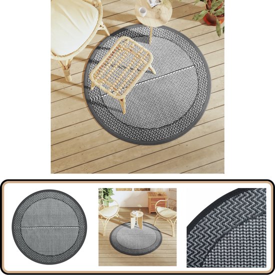 vidaXL Buitenkleed - Ø120 cm - Grijs - Polypropeen Tuintapijt - Outdoor Tapijt - Patio Tapijt - Veranda Tapijt - Terras Tapijt van VidaXL