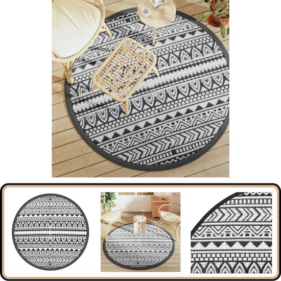 vidaXL Buitenkleed - Ø160 cm - Zwart - Polypropeen Tuintapijt - Outdoor Tapijt - Patio Tapijt - Terras Tapijt - Rond Tapijt van VidaXL