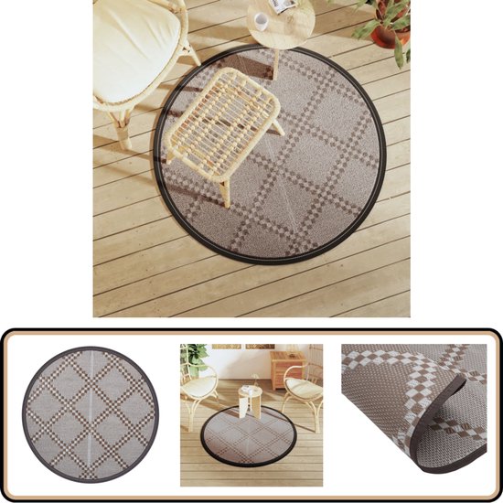 vidaXL Buitenkleed - Rond - 120 cm - Polypropeen - Bruin Tuintapijt - Outdoor Tapijt - Patio Dekentje - Veranda Kleden - Rond Tapijt van VidaXL