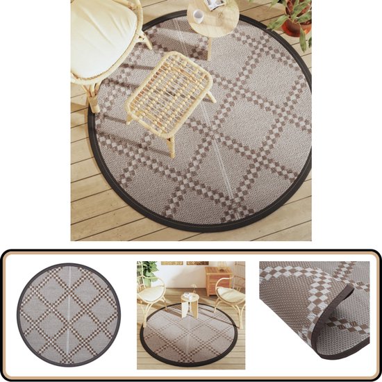 vidaXL Buitenkleed - Rond - 160 cm - Polypropeen - Bruin Tuintapijt - Outdoor Tapijt - Patio Dekens - Veranda Kleed - Terrasdecoratie van Merkloos