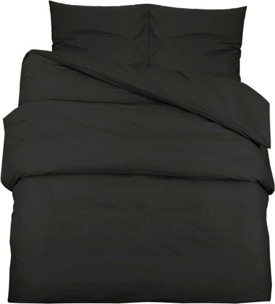 vidaXL - Dekbedovertrekset - lichtgewicht - 200x200 - cm - microvezel - zwart van Merkloos