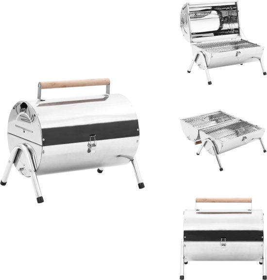 vidaXL Draagbare Grill - Draagbare Grills - Tafel Grill - Tafel Grills - Tafelbarbecue houtskool dubbele roosters roestvrij staal van Merkloos