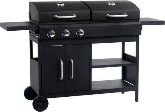 vidaXL Gas-/houtskoolbarbecue met 3 branders van vidaXL