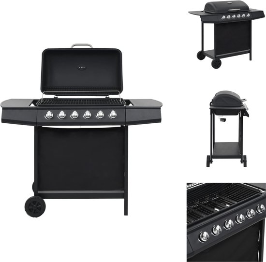 vidaXL Gasbarbecue - 6 kookzones - 112x54x98 cm - Zwart - Barbecue van vidaXL