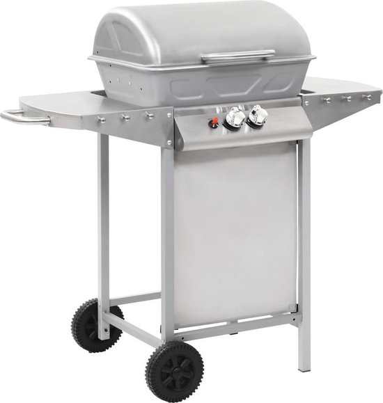 vidaXL Gasbarbecue en grill met 2 kookzones roestvrij staal zilver van vidaXL