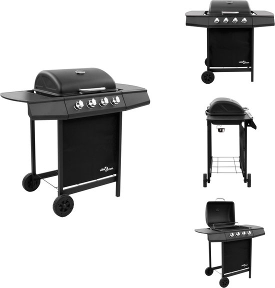 vidaXL Gasbarbecue-grill - Gasbarbecue Grills - Buiten Grill - Buiten Grills - Gasbarbecue-grill met 4 branders zwart van Merkloos