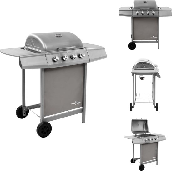 vidaXL Gasbarbecue-grill - Gasbarbecue Grills - Buiten Grill - Buiten Grills - Gasbarbecue met 4 branders zilverkleurig van Vidaxl