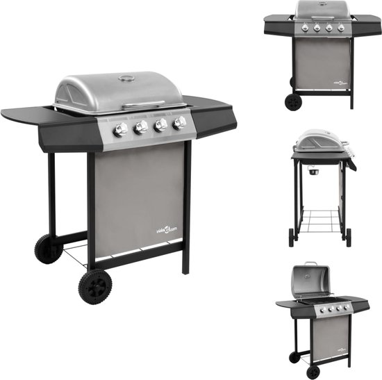 vidaXL Gasbarbecue-grill - Gasbarbecue Grills - Buiten Grill - Buiten Grills - Gasbarbecue met 4 branders zwart en zilverkleurig van Merkloos