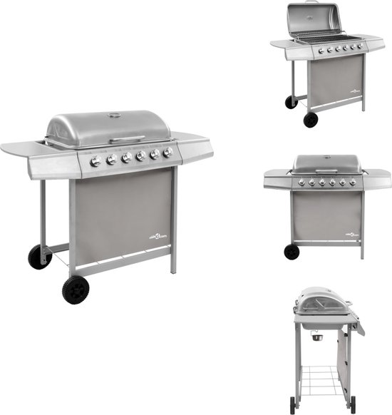vidaXL Gasbarbecue-grill - Gasbarbecue Grills - Buiten Grill - Buiten Grills - Gasbarbecue met 6 branders zilverkleurig van VidaXL