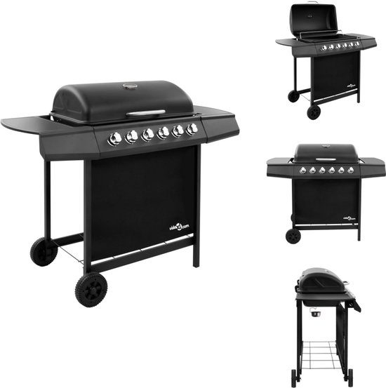 vidaXL Gasbarbecue-grill - Gasbarbecue Grills - Buiten Grill - Buiten Grills - Gasbarbecue met 6 branders zwart van Merkloos