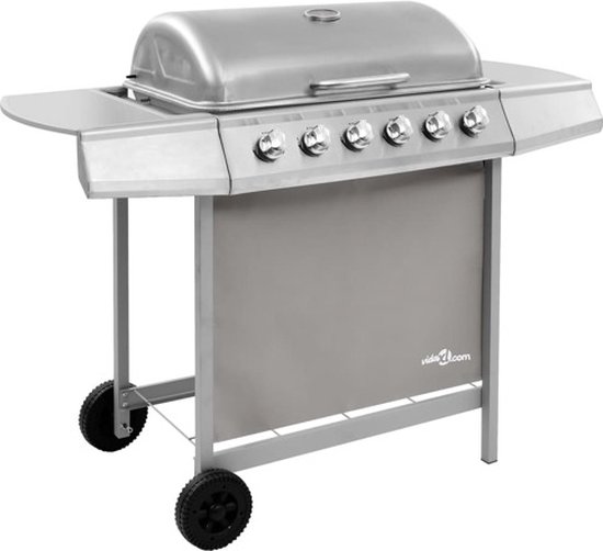 vidaXL Gasbarbecue met 6 branders zilverkleurig van vidaXL