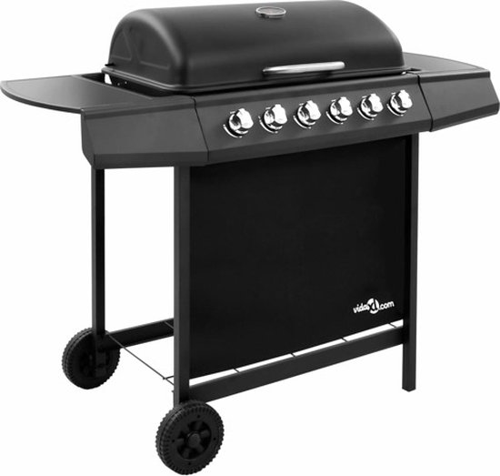 vidaXL Gasbarbecue met 6 branders zwart van vidaXL
