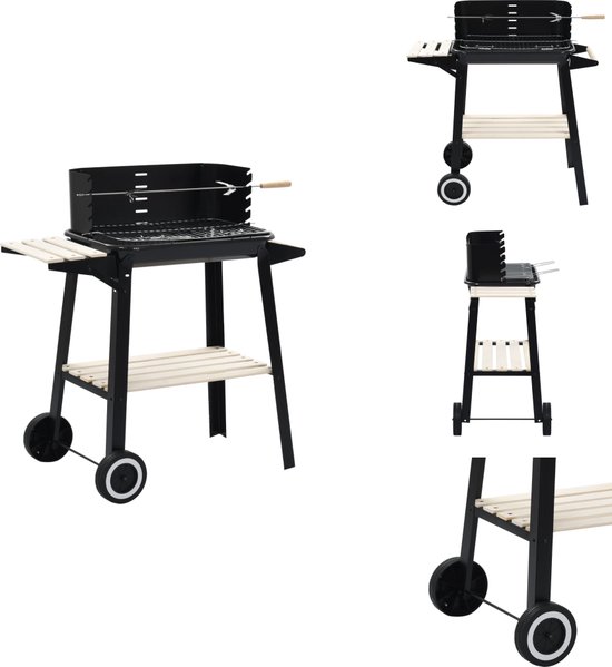 vidaXL Houtskoolbarbecue - Houtskoolbarbecues - Barbecue - Barbecues - Houtskoolbarbecue staand met wieltjes van VidaXL