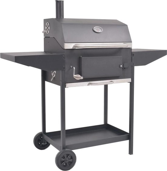 vidaXL Houtskoolbarbecue met onderplank zwart van vidaXL