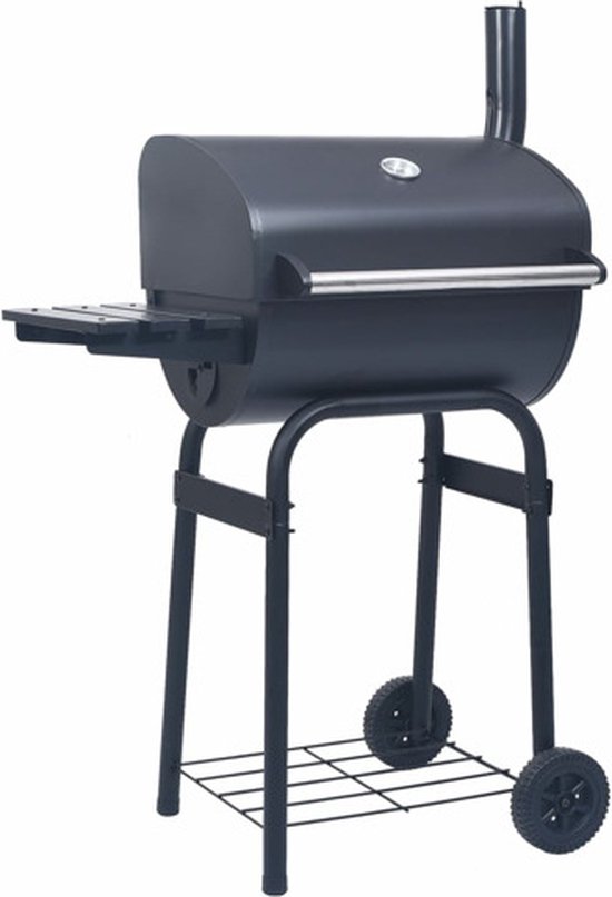vidaXL Houtskoolbarbecue roker met onderschap zwart van VidaXL