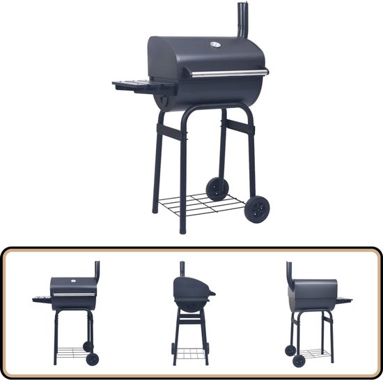 vidaXL Houtskoolbarbecue Roker Zwart - 75x48x120cm Houtkolen Bbq - Buitengrill - Barbecue Set - Gasbbq - Elektrische Bbq van VidaXL