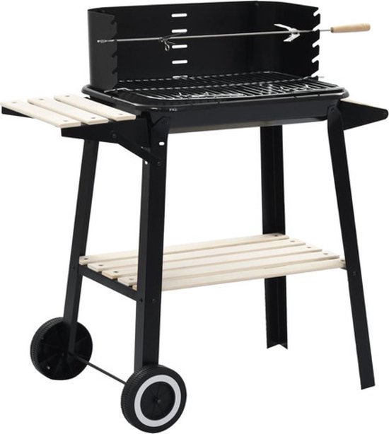 vidaXL Houtskoolbarbecue staand met wieltjes van VidaXL
