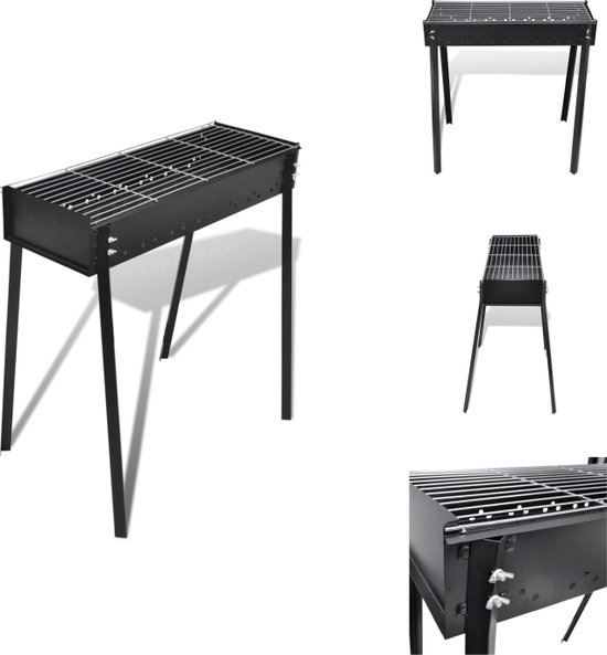 vidaXL houtskoolbarbecue staande bbq - 75x28 cm - meerdere functies - Barbecue van vidaXL