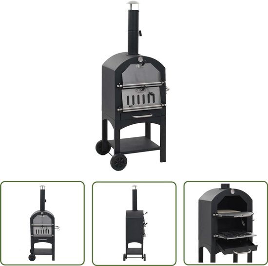 vidaXL Houtskoolpizzaoven - Pizzaoven - Pizzaoven op houtskool met terracotta pizzasteen - Outdoor Pizzaoven - Tuinoven - Barbecue van VidaXL