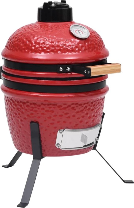 vidaXL Kamado barbecue 2-in-1 56 cm keramiek rood van VidaXL