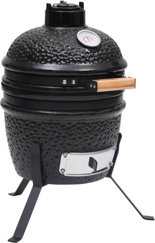 vidaXL Kamado barbecue 2-in-1 56 cm keramiek zwart van VidaXL