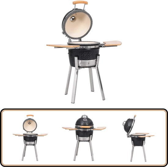 vidaXL Kamado Barbecue - 81 cm - Keramiek - Zwart Keramische Bbq - Kamado Grill - Buitengrill - Barbecueset - Houtskoollgrill van Merkloos