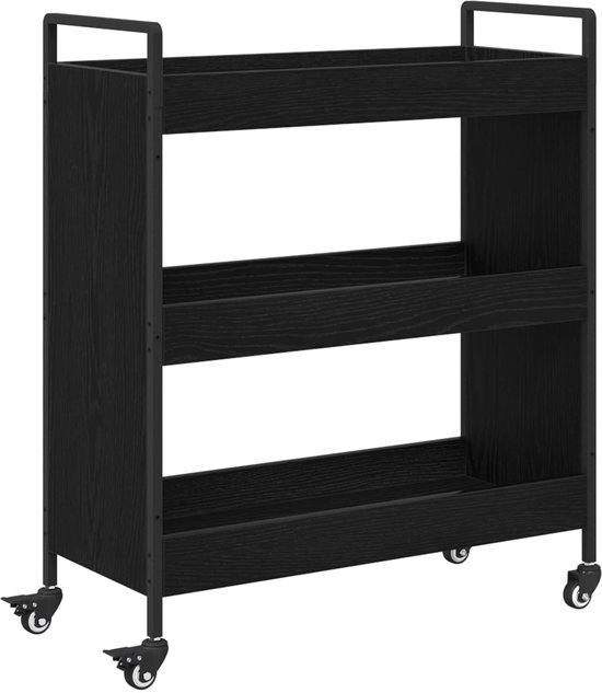vidaXL - Keuken - Trolley - Zwart - Eiken - 70 - x - 30 - x - 82 - cm - Bewerkt - hout van VidaXL